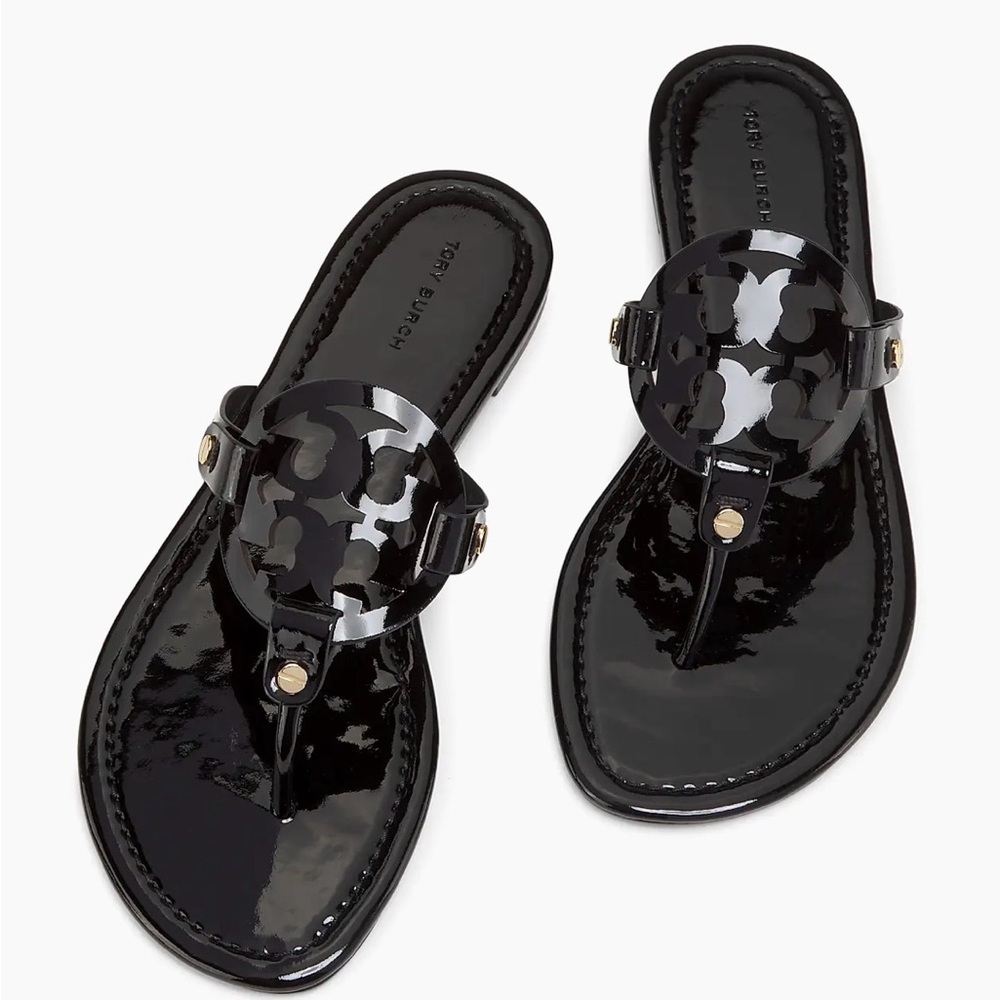 Tory Burch Black Patent Miller Sandals